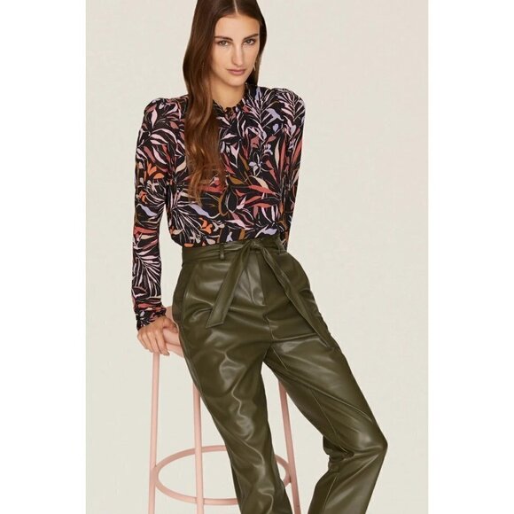 Peter Som Collective Faux Leather Pants Green Womens Size 4 - Picture 4 of 12